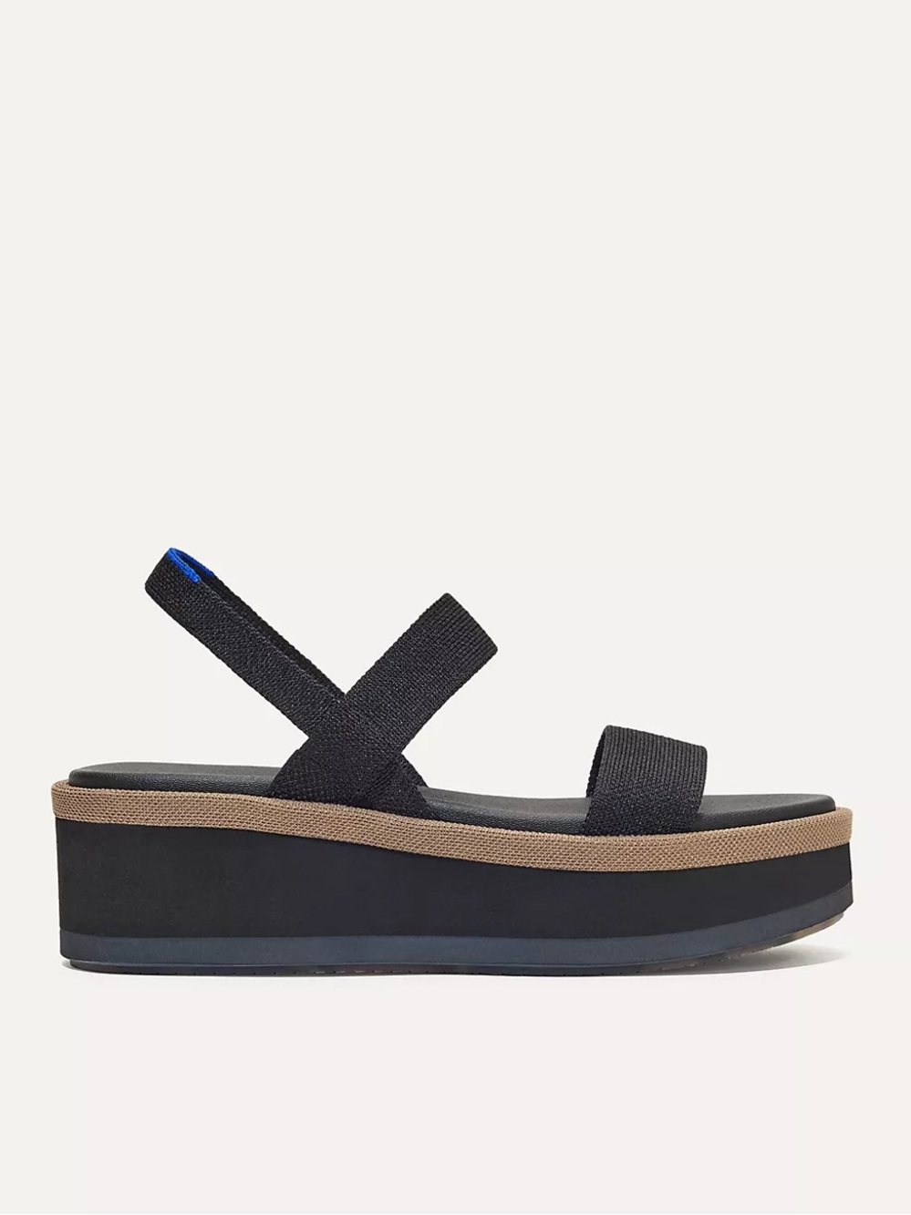 Rothy's Black and Tan Platform Slingback Sandals